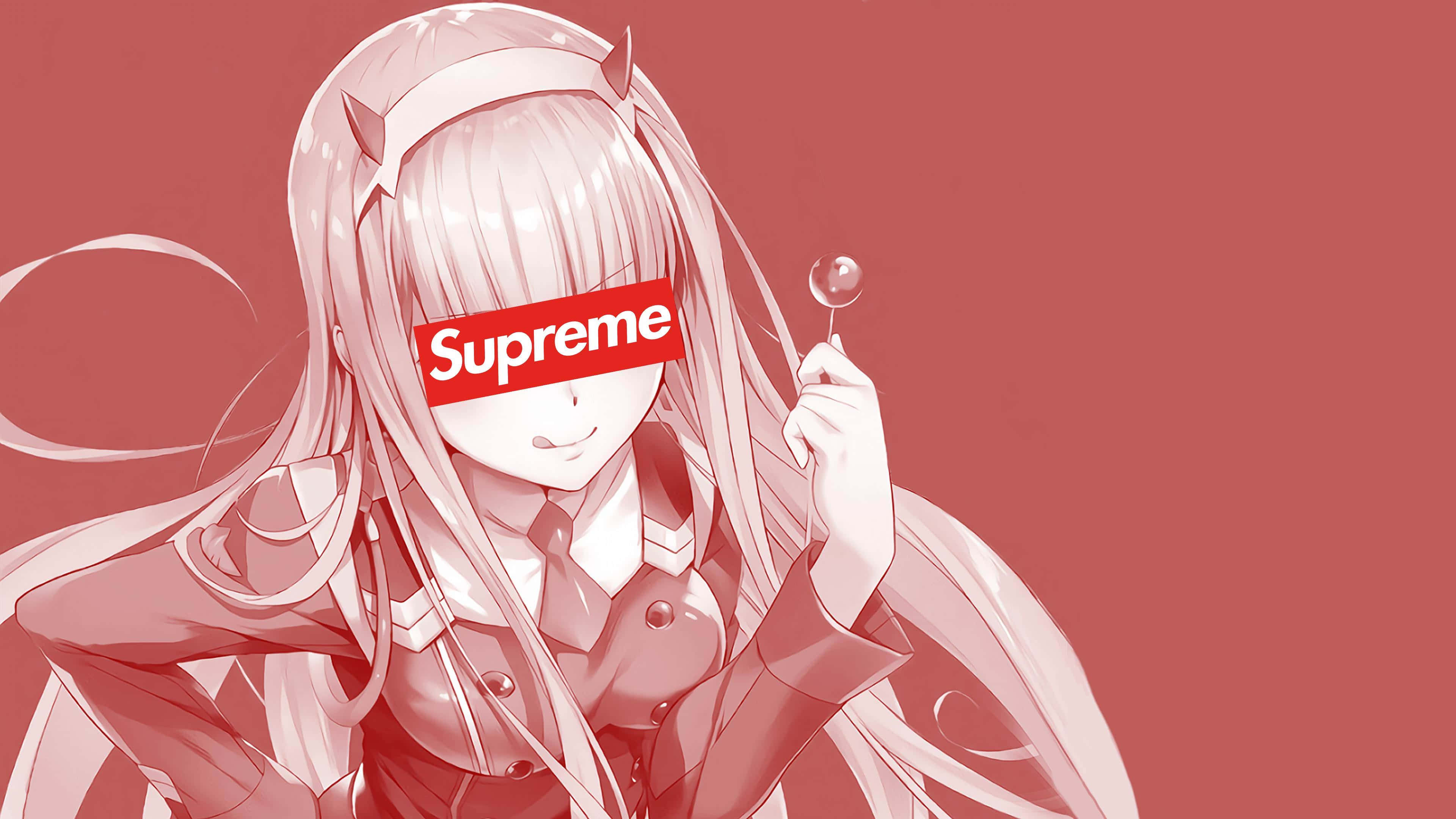 Supreme, anime girl, long hair, 4K Desktop Wallpaper