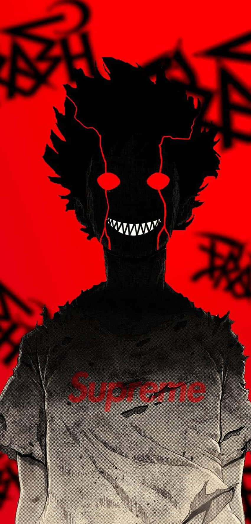 Supreme Anime, black silhouette, glowing red eyes, HD Phone Wallpaper