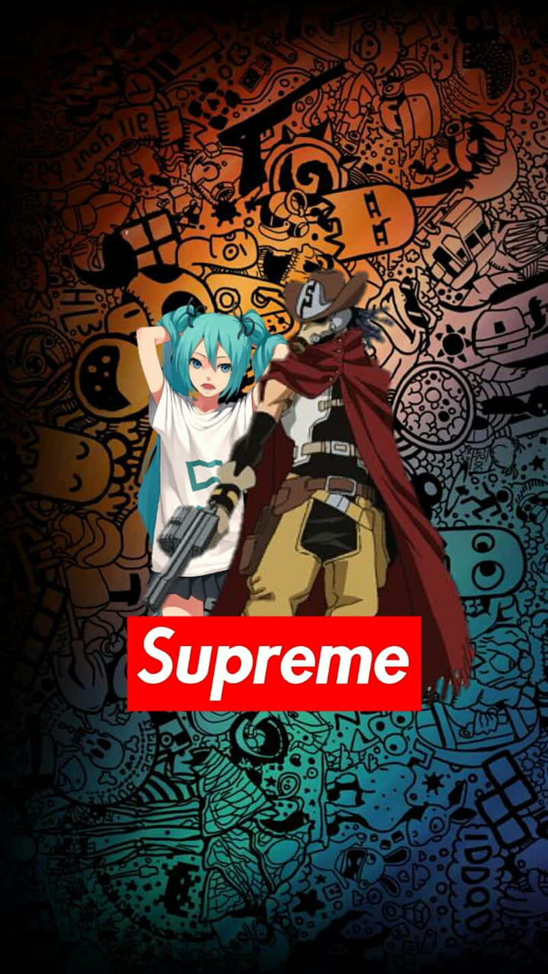 Supreme Anime, Supreme logo, graffiti wall, HD Phone Wallpaper