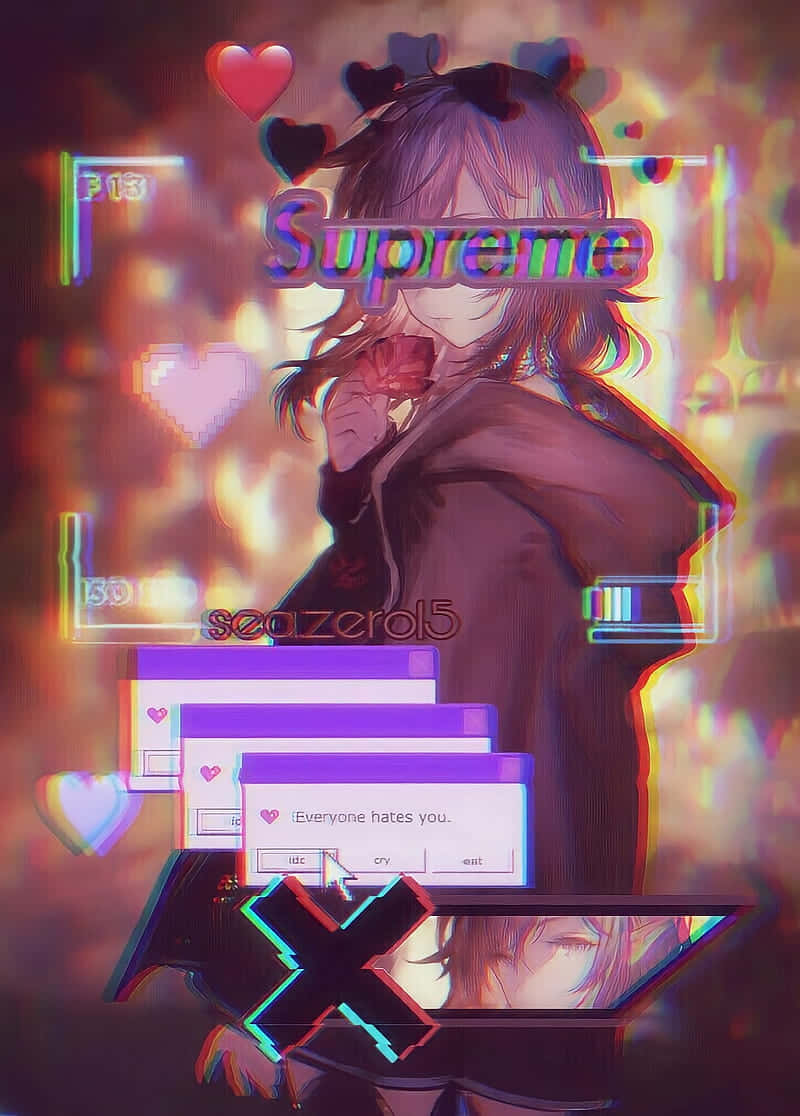 Supreme Anime Aesthetic, anime girl, purple hair, SD Phone Wallpaper