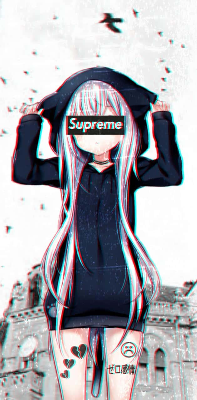 Supreme, anime girl, silver hair, HD Phone Wallpaper