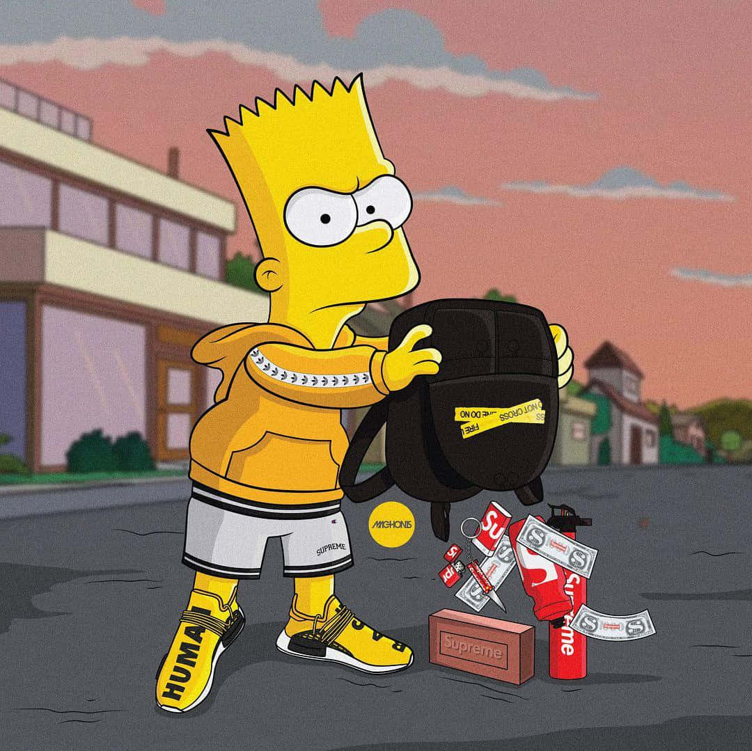 Supreme Bart Simpson, Bart Simpson, yellow hoodie, SD Desktop Wallpaper