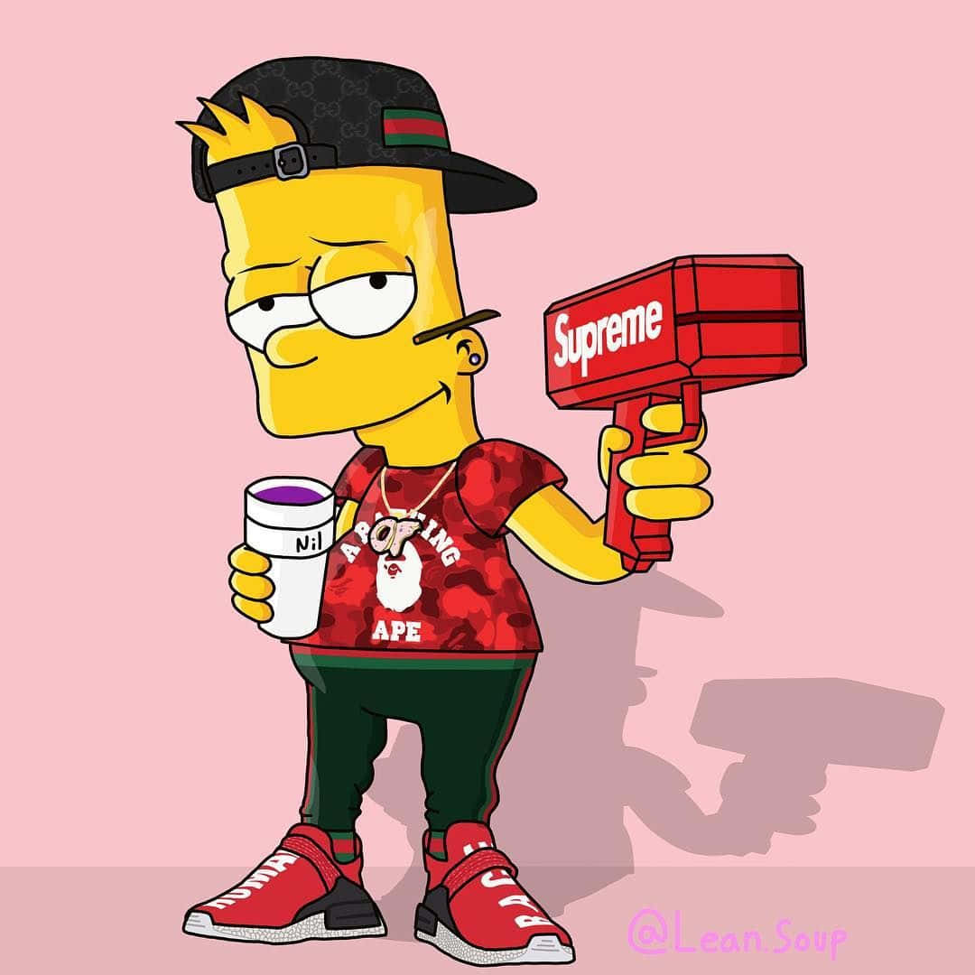 Supreme Bart Simpson, Bart Simpson, Supreme water gun, SD Desktop Wallpaper