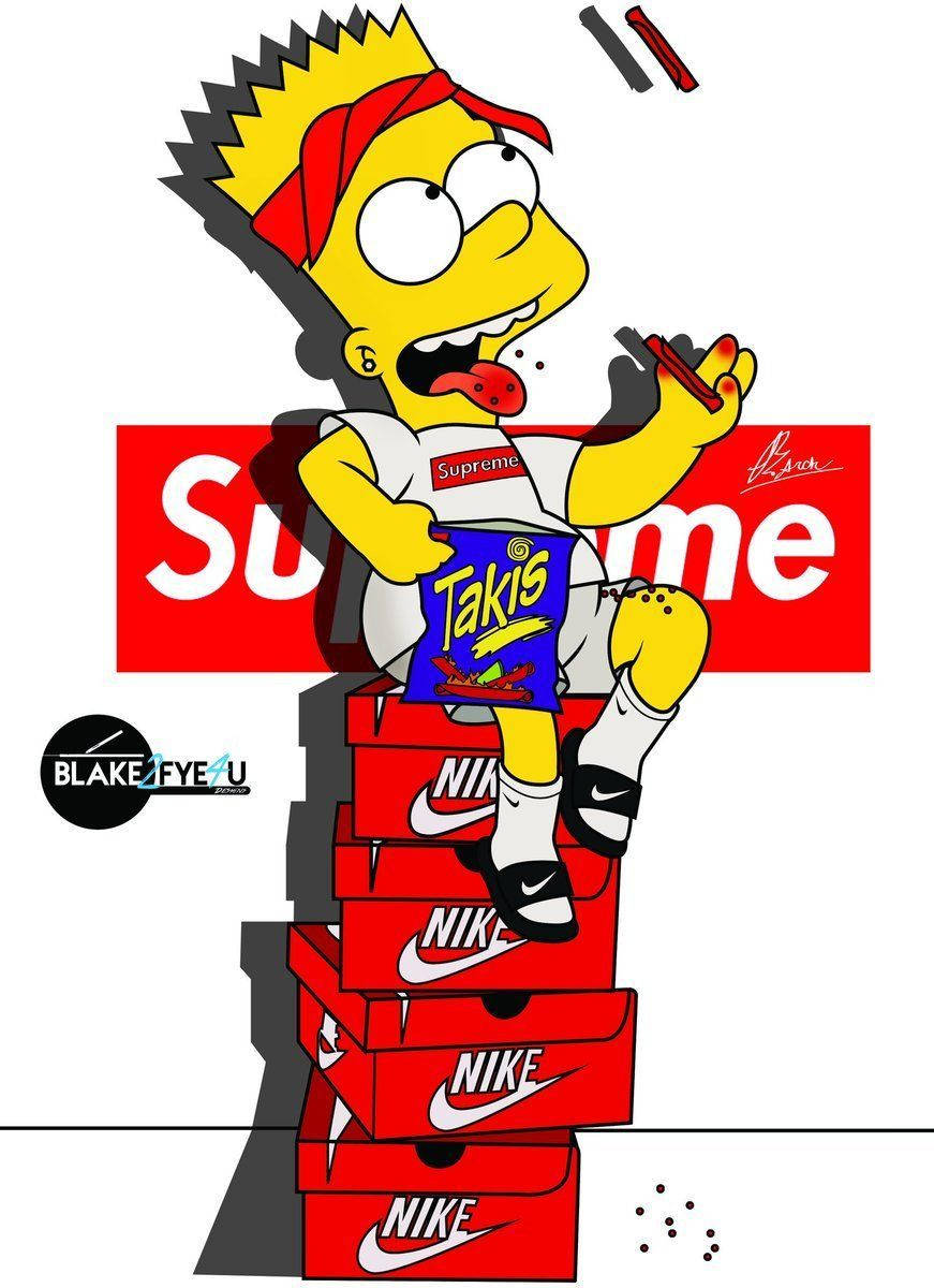Bart Simpson, Nike boxes, Takis bag, SD Phone Wallpaper