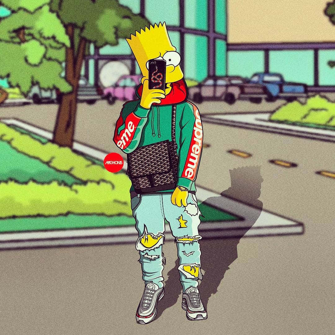 Supreme Bart Simpson, Bart Simpson, streetwear, SD Desktop Wallpaper
