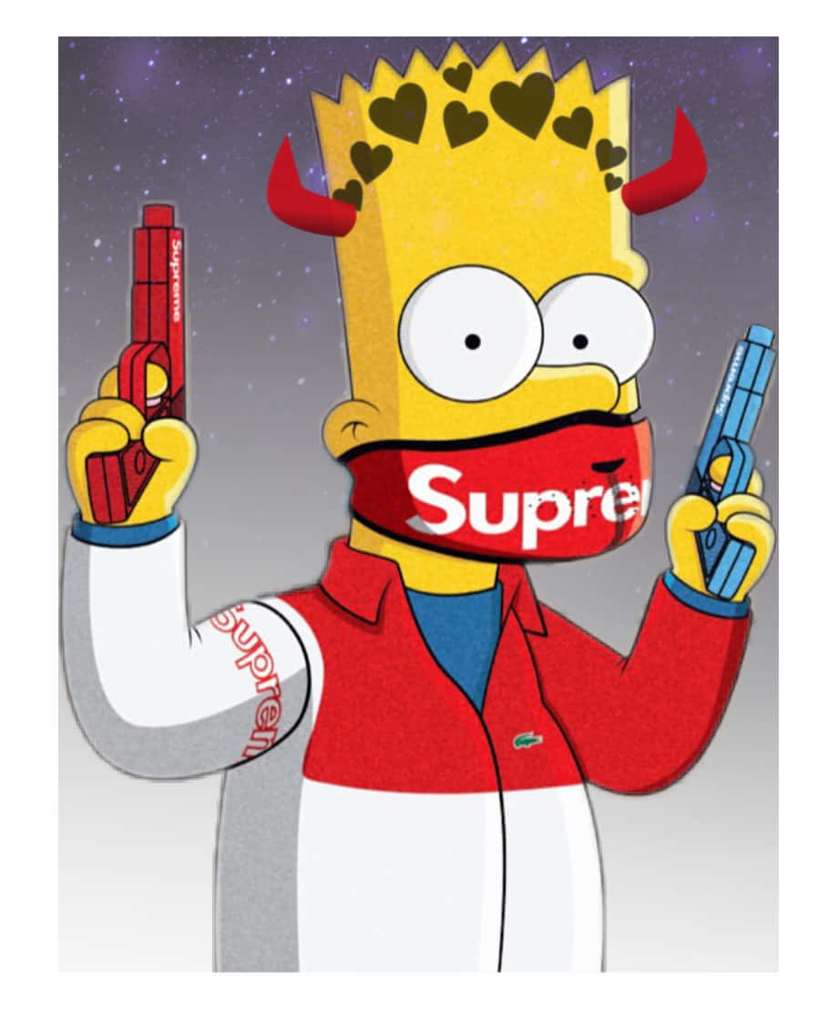 Supreme Bart Simpson, Bart Simpson, devil horns, SD Phone Wallpaper