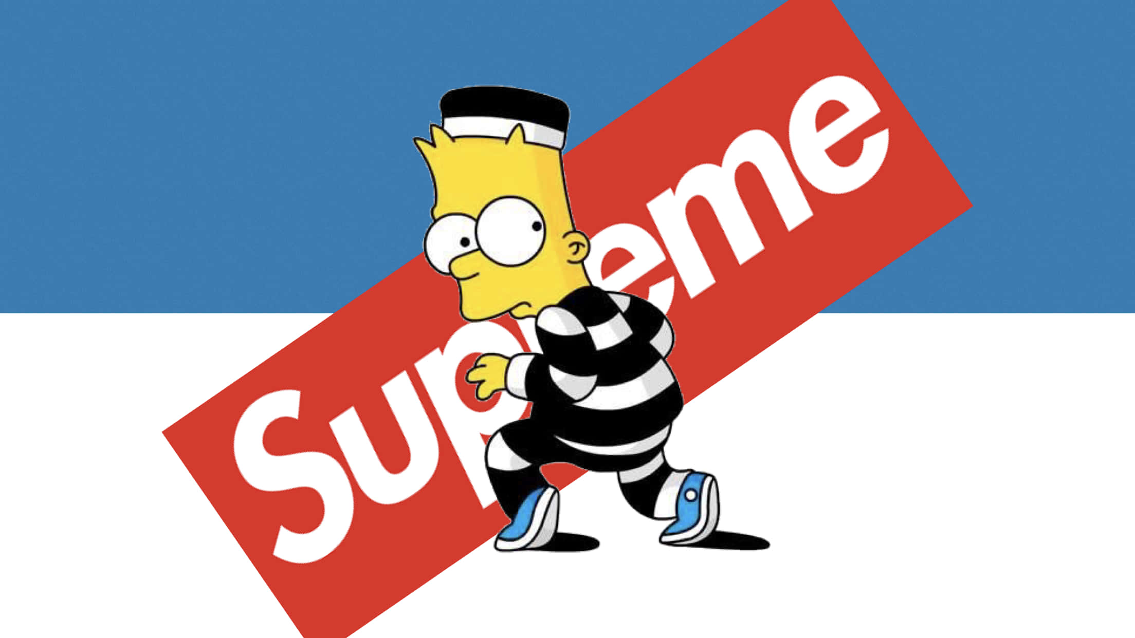 Supreme Bart Simpson, Bart Simpson, striped prison outfit, Full HD Desktop Wallpaper