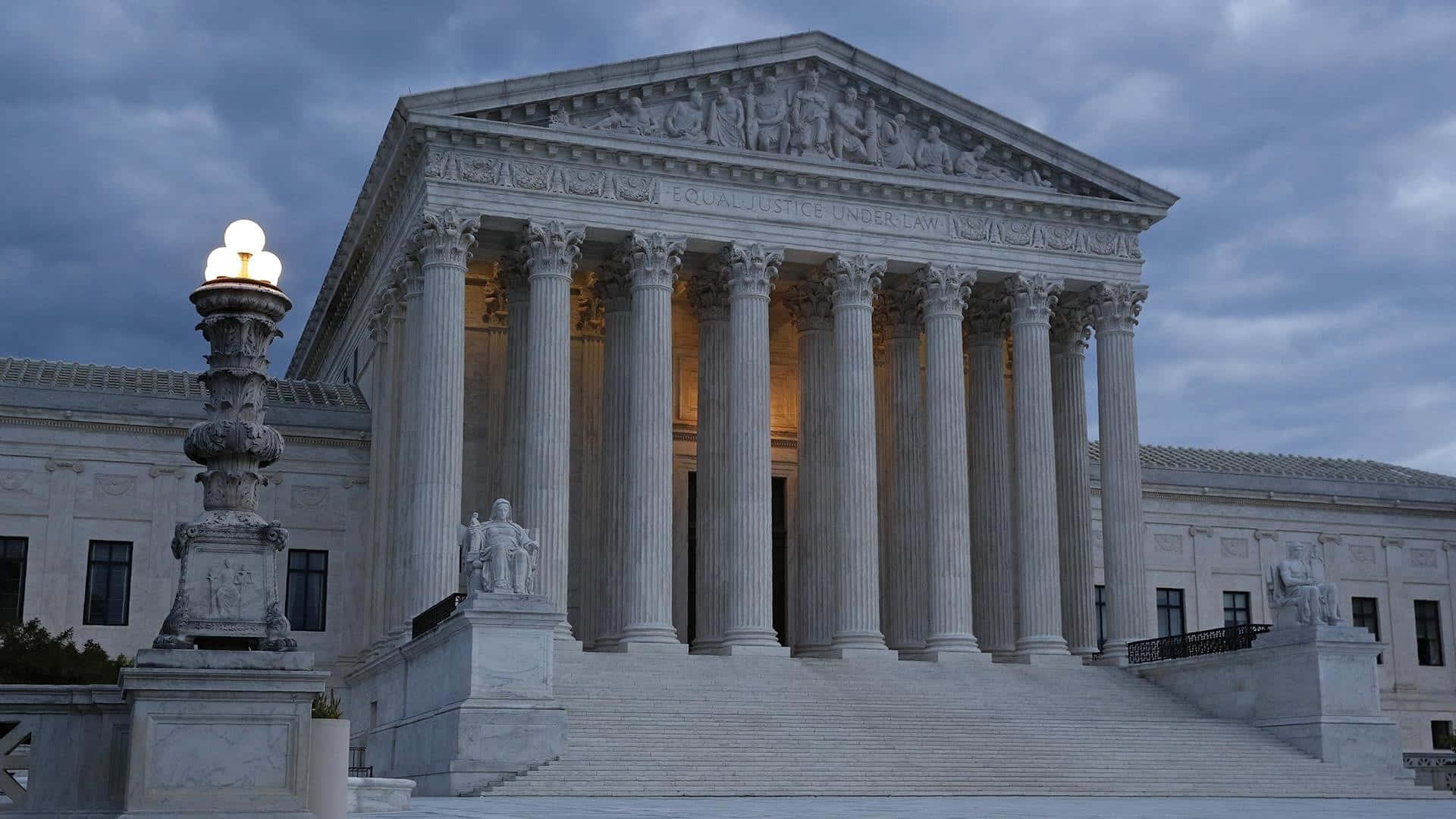 Supreme Court Building, marble, lamppost, Full HD Desktop Wallpaper