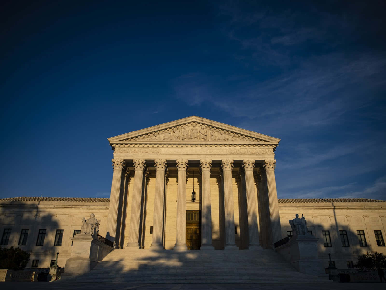 Supreme Court Building, golden sunset light, deep blue sky, HD Desktop Wallpaper