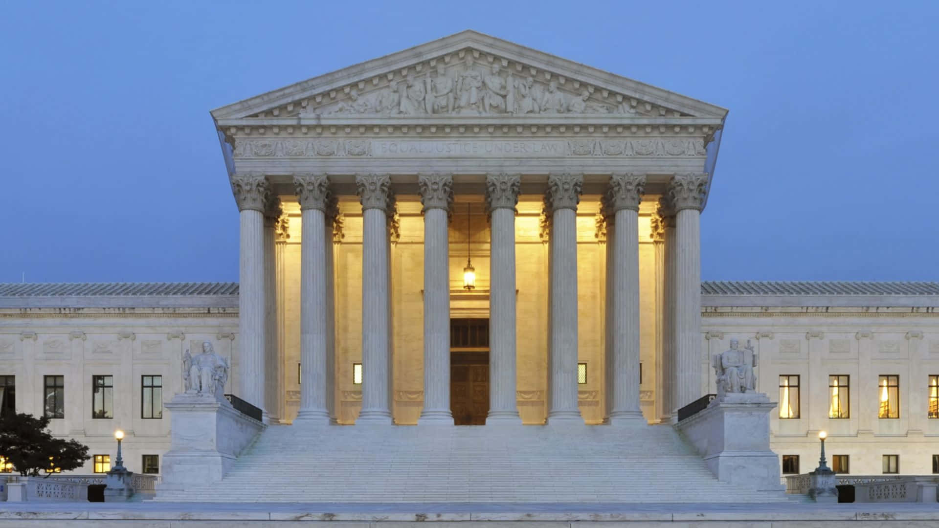 Supreme Court Building, neoclassical, glowing columns, Full HD Desktop Wallpaper