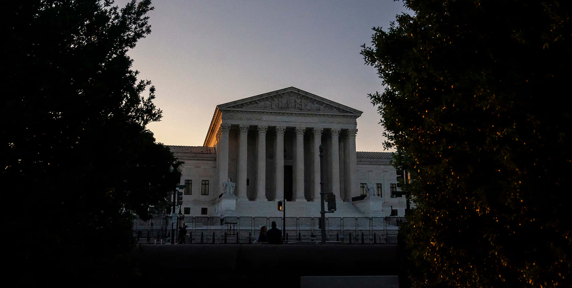 Supreme Court Building, dusk, silhouetted trees, Full HD Desktop Wallpaper
