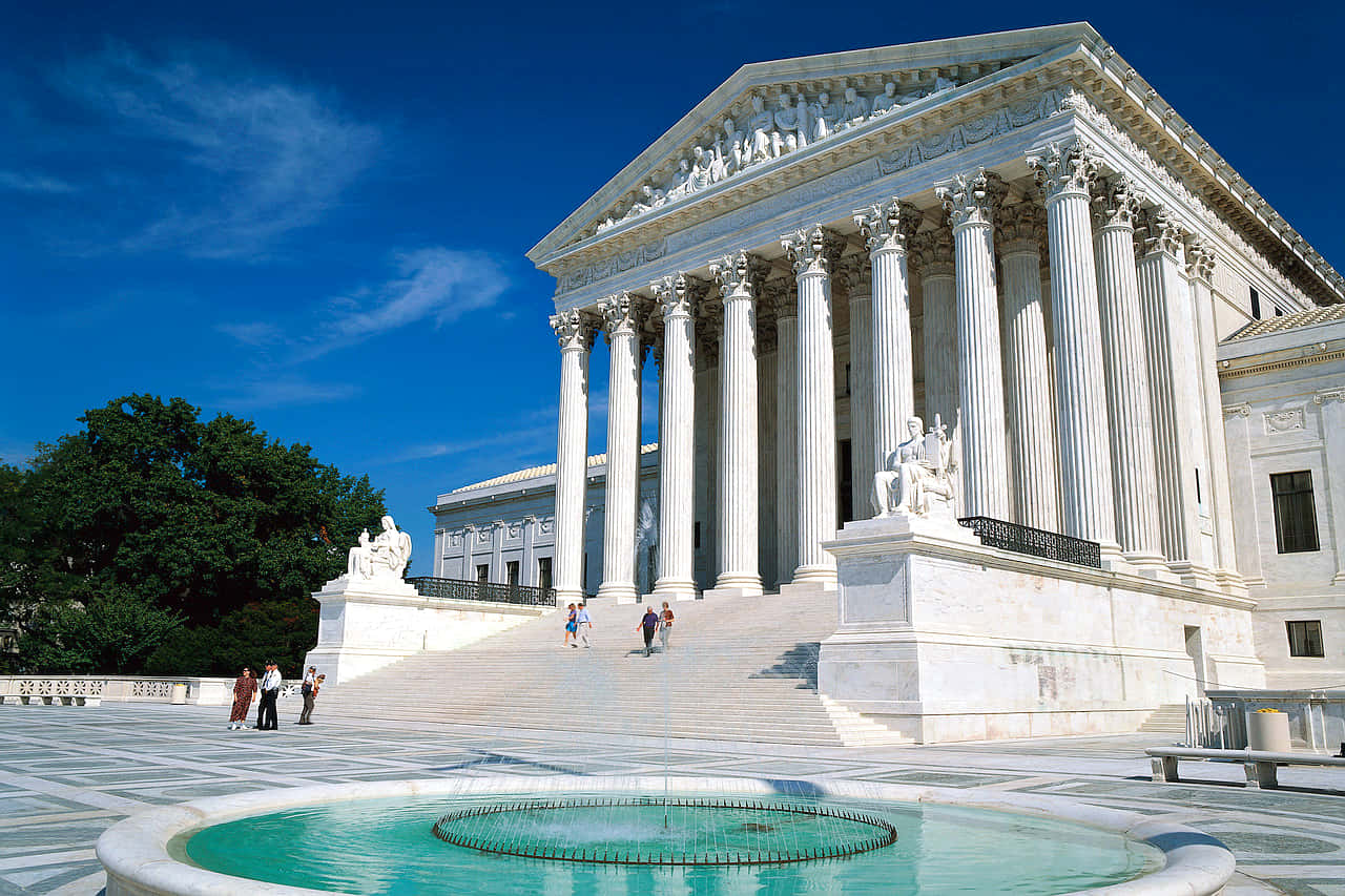 Supreme Court Building, plaza fountains, white marble columns, HD Desktop Wallpaper