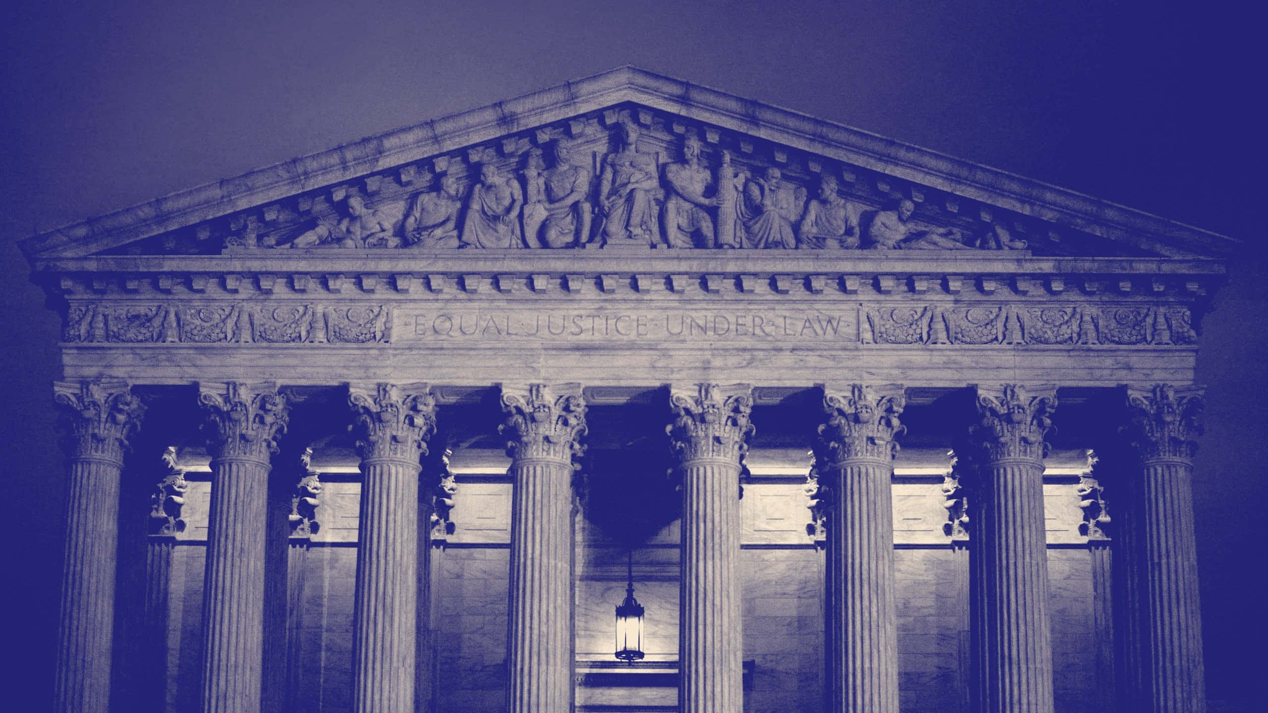 Supreme Court Building, night, illuminated columns, 2K Desktop Wallpaper