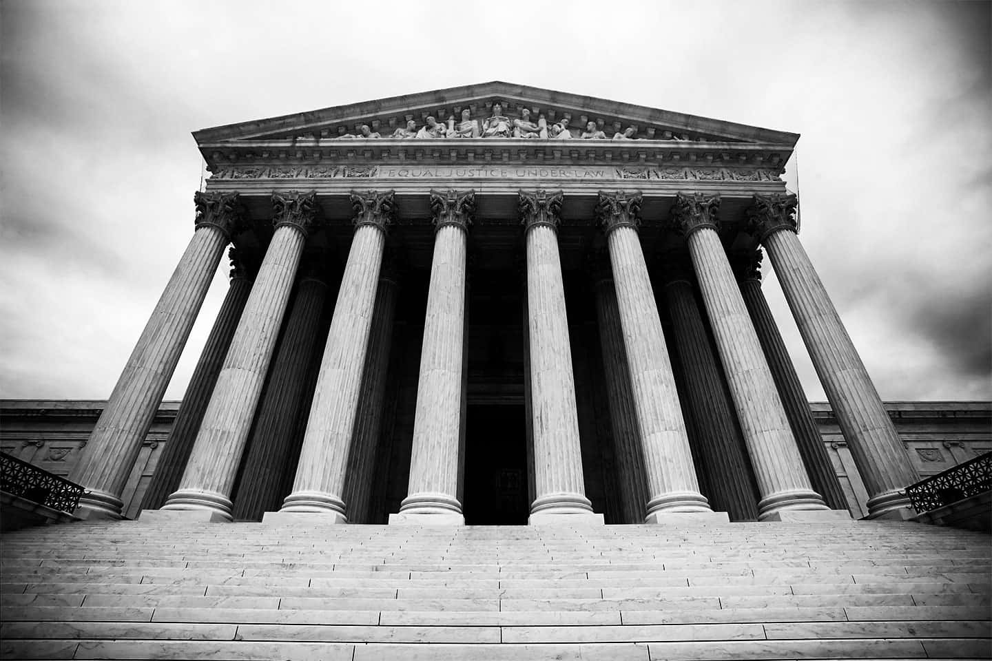 Supreme Court Building, black and white, low-angle shot, HD Desktop Wallpaper