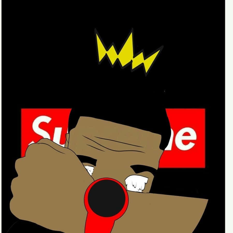 Supreme Drip, Supreme logo, yellow lightning bolt crown, SD Desktop Wallpaper