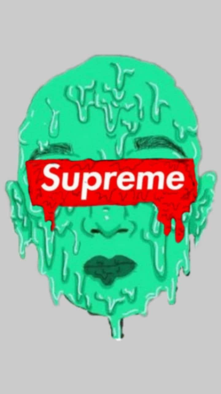 Supreme Drip, green face, red Supreme logo, HD Phone Wallpaper