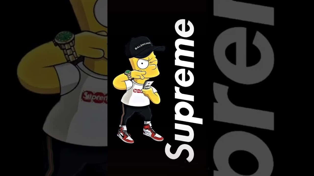 Supreme, Simpson character, oversized logo, HD Desktop Wallpaper