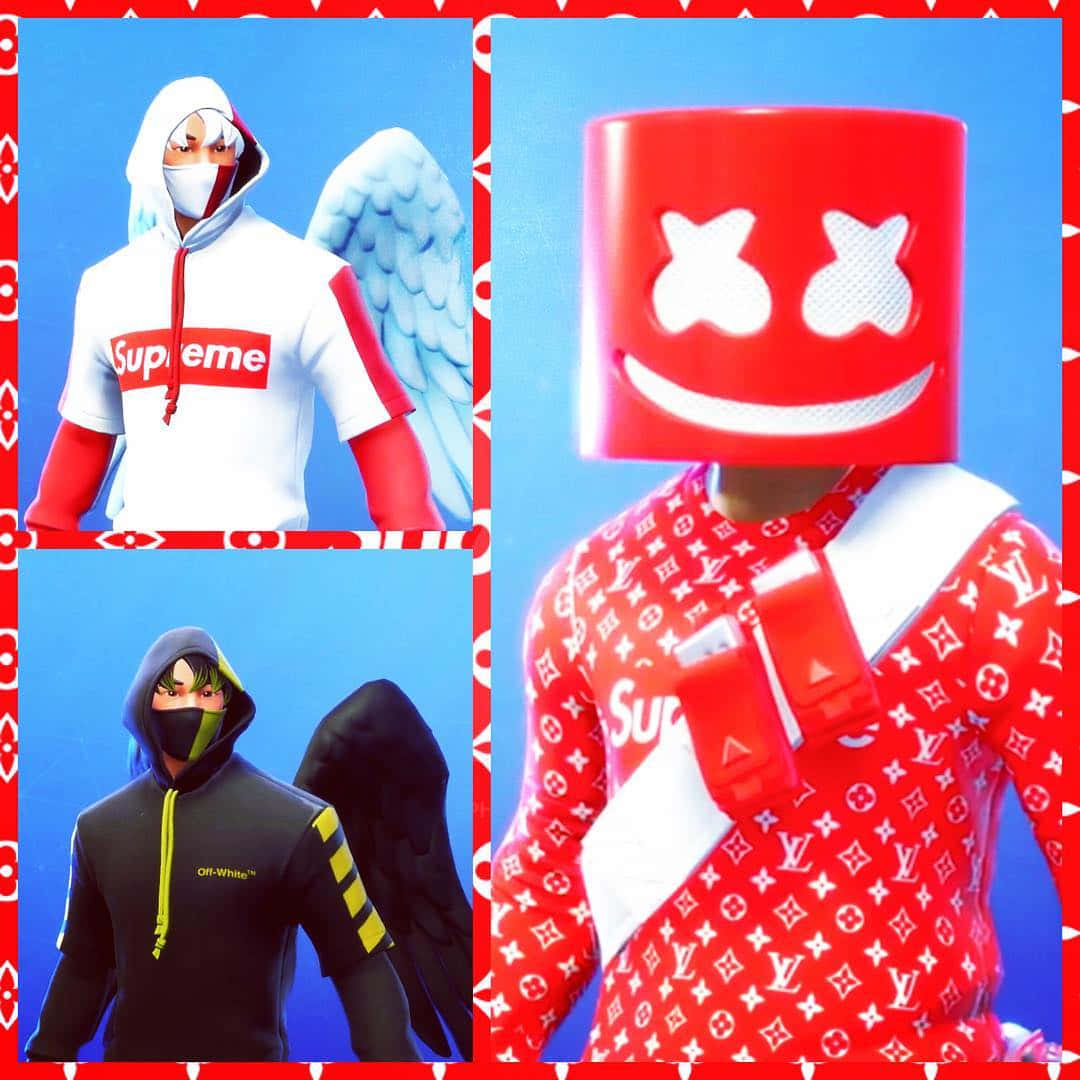 Supreme, Fortnite, angel wings, SD Desktop Wallpaper