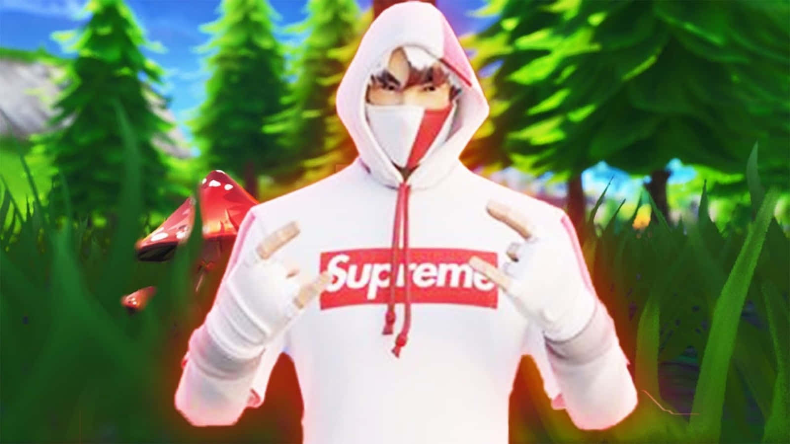 Supreme, Fortnite, white Supreme hoodie, HD Desktop Wallpaper