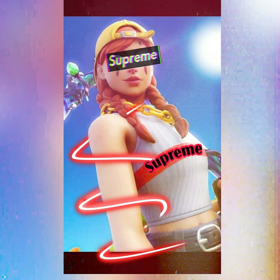 Supreme Fortnite, yellow cap, white top, SD Desktop Wallpaper