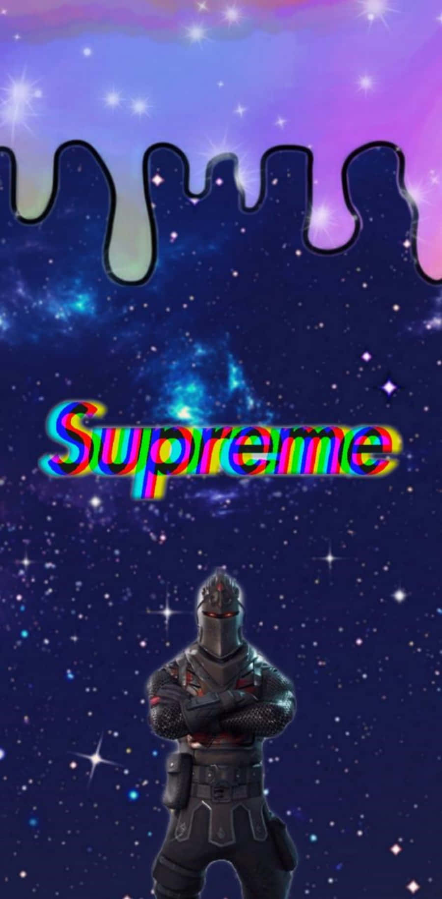 Supreme Fortnite, Fortnite character, dripping galaxy sky, HD Phone Wallpaper