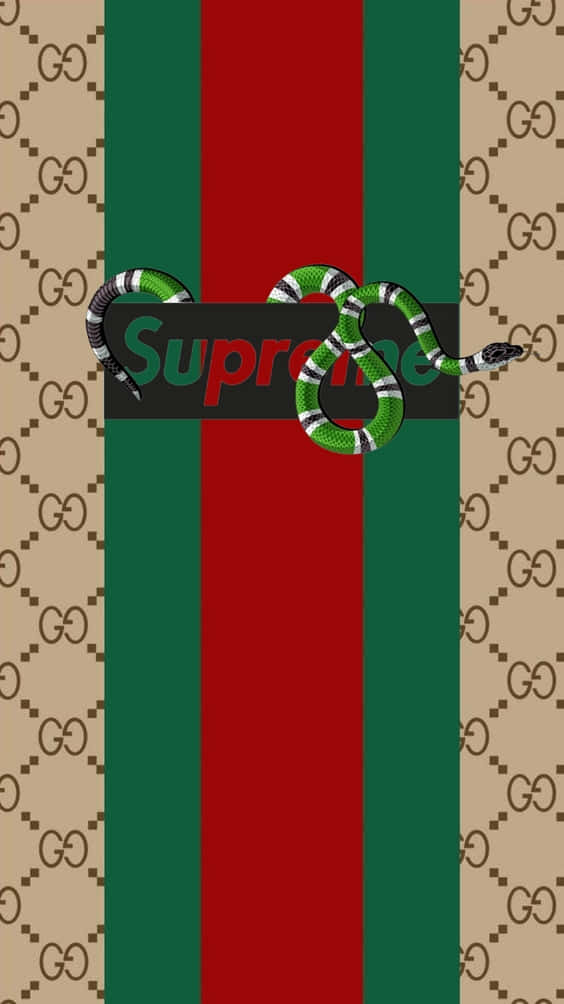 Supreme, Gucci, green and white snake, SD Phone Wallpaper
