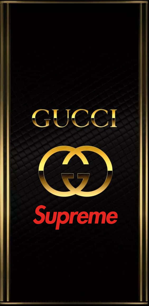 Gucci, Supreme, gold Gucci logo, SD Phone Wallpaper
