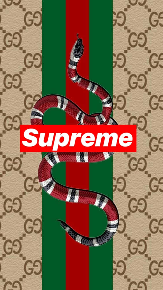 Supreme Gucci, red Supreme logo, beige GG monogram background, SD Phone Wallpaper
