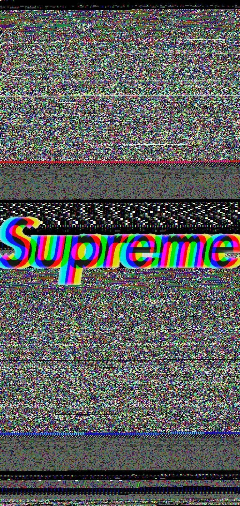 Supreme, rainbow colors, static-filled screen, HD Phone Wallpaper