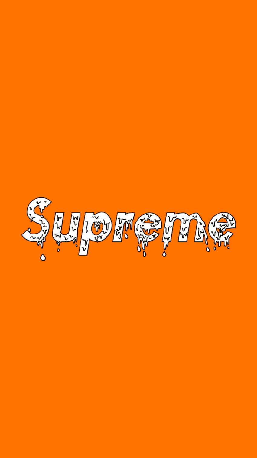 Supreme, white dripping 'Supreme' logo, vibrant orange background, HD Phone Wallpaper