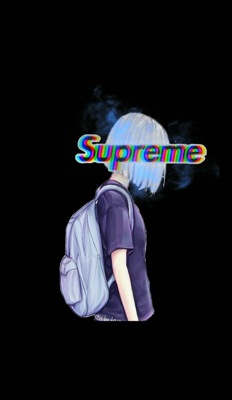 Supreme, anime girl, silver hair, HD Phone Wallpaper