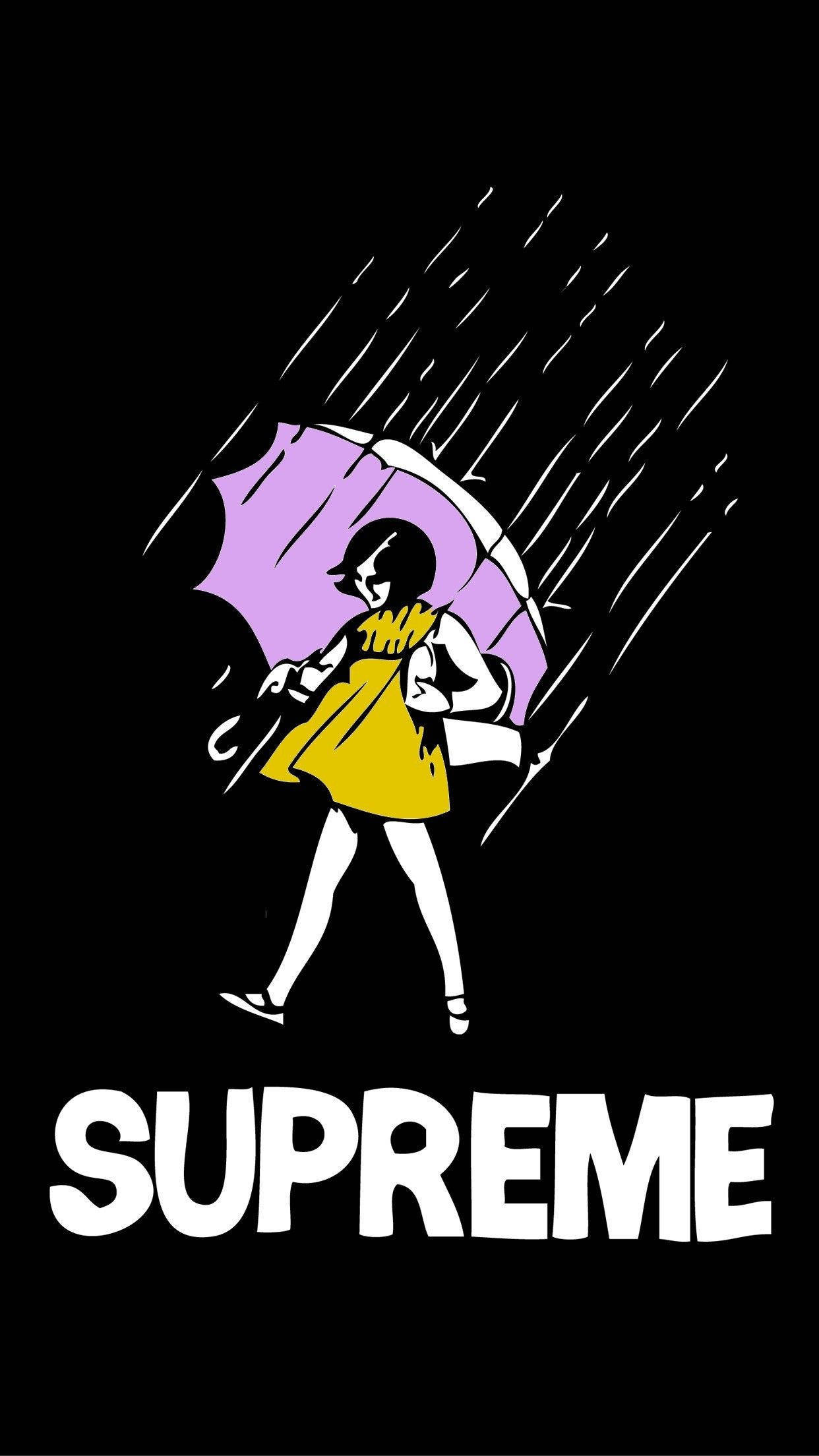 Supreme, yellow dress, purple umbrella, Full HD Phone Wallpaper