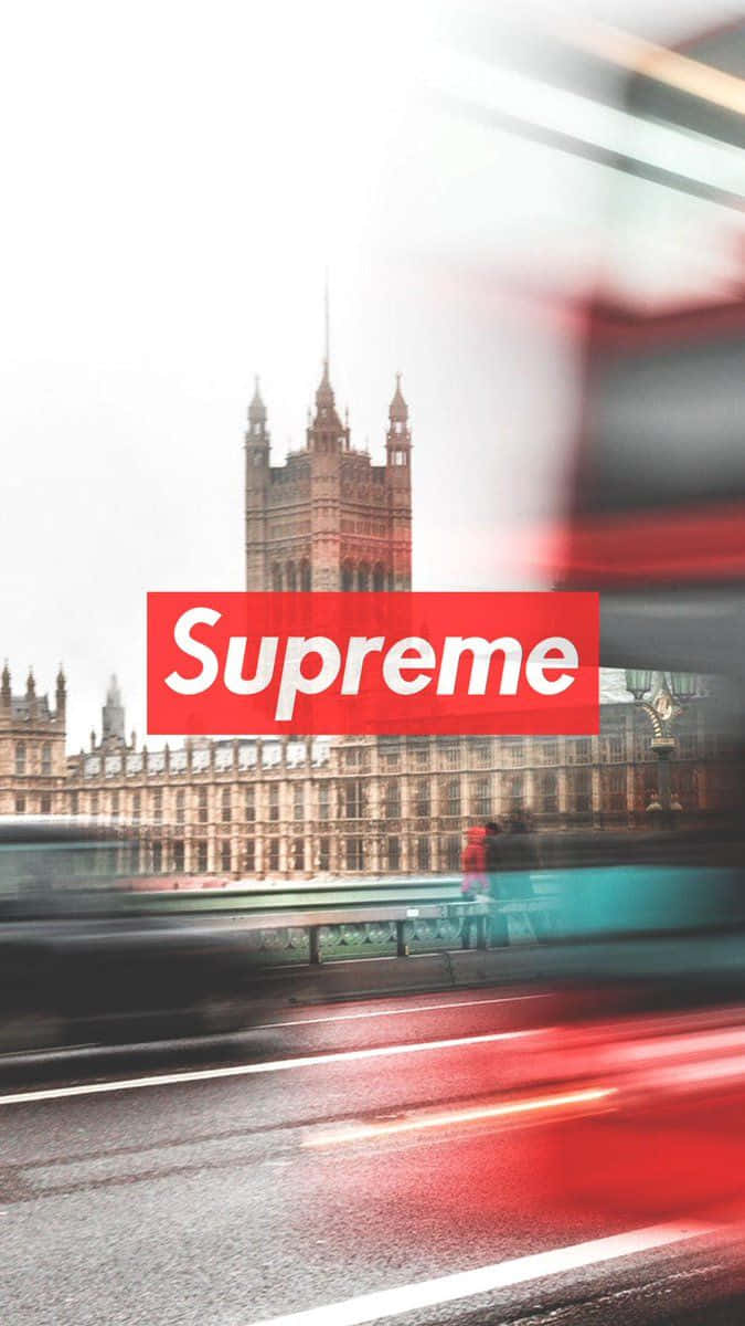 Supreme iPhone, red Supreme logo, London street scene, SD Phone Wallpaper