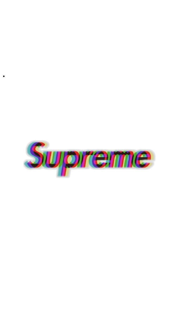Supreme, white background, rainbow chromatic aberration, HD Phone Wallpaper