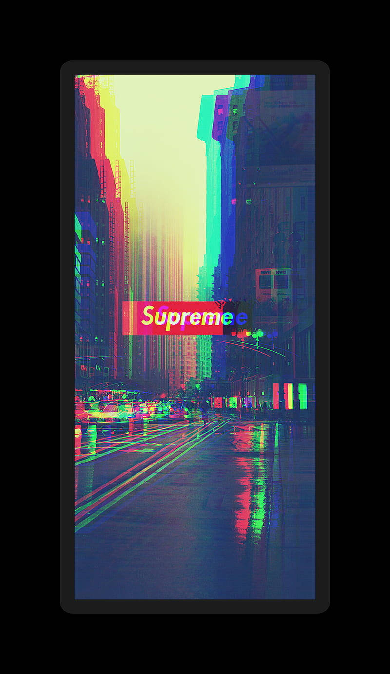 Supreme, neon-drenched urban street, night, HD Phone Wallpaper
