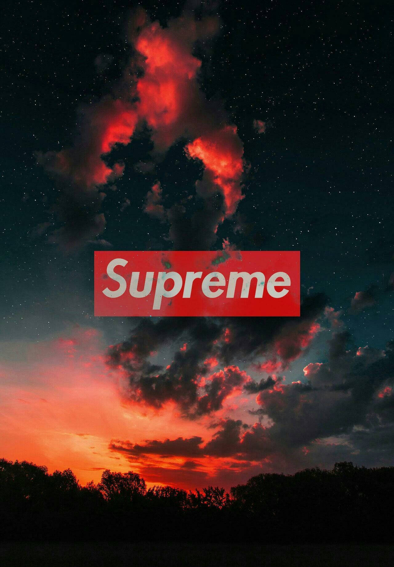 Supreme, red Supreme logo, twilight sky, HD Phone Wallpaper