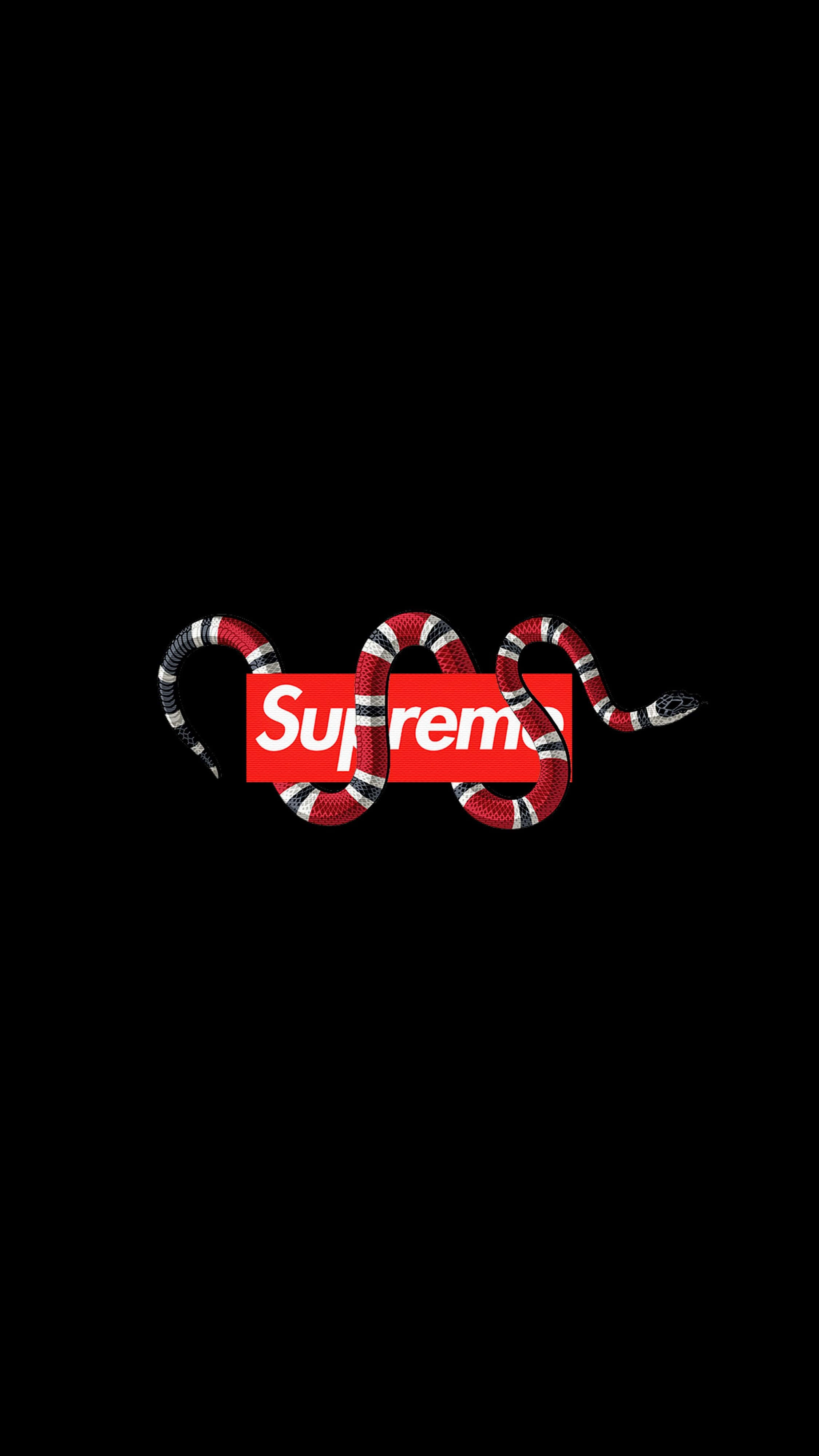 Supreme logo, red Supreme logo, red and white striped snake, 4K Phone Wallpaper