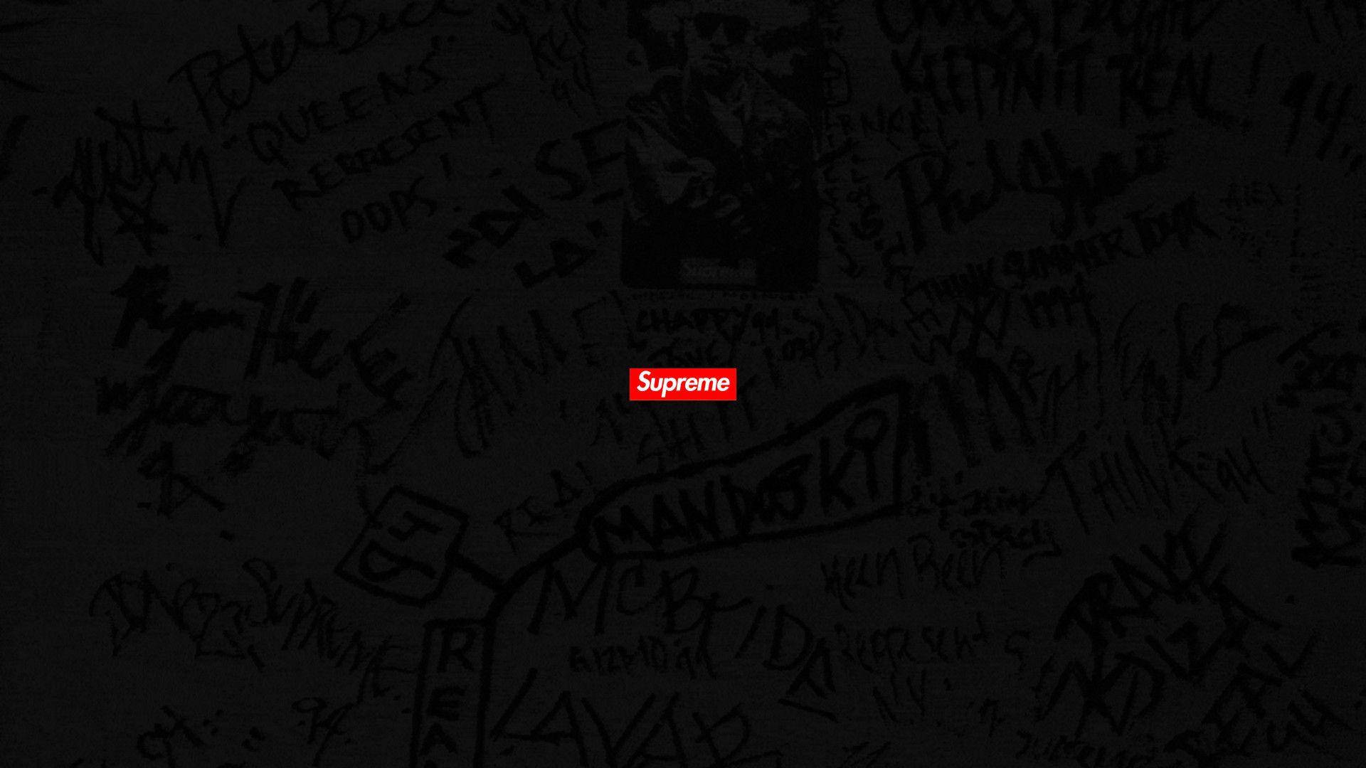 Supreme, red Supreme logo, graffiti tags, Full HD Desktop Wallpaper