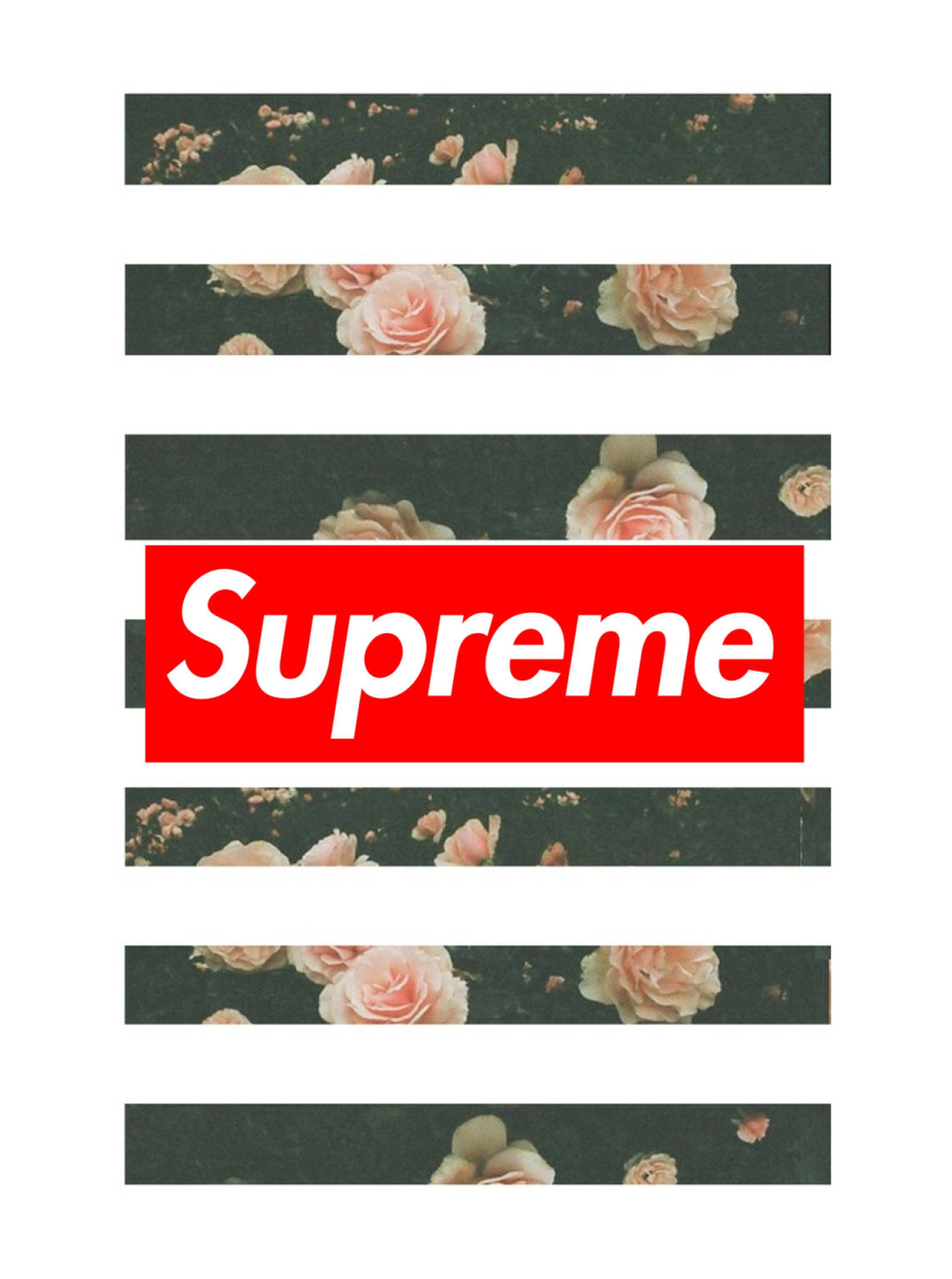 Supreme, red Supreme logo, striped background, 2K Phone Wallpaper