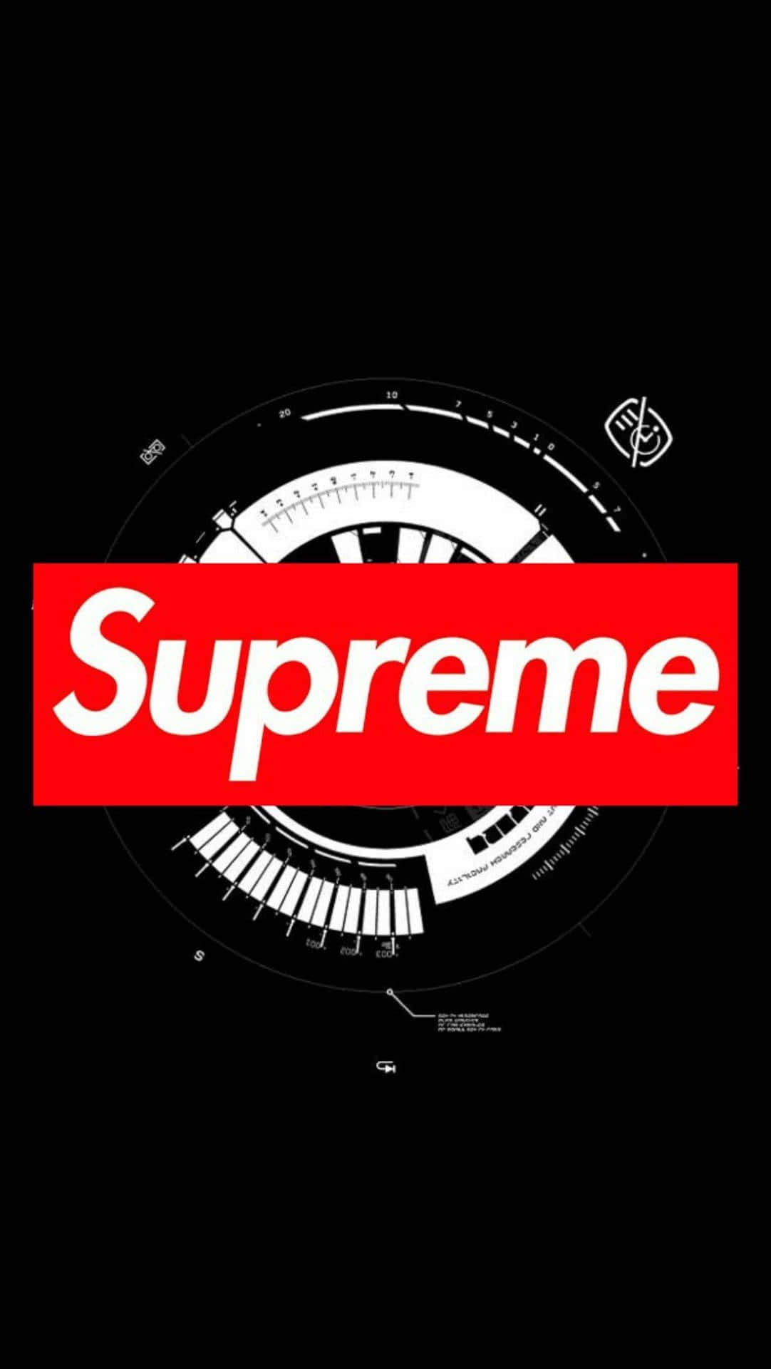 Supreme Logo, red Supreme logo, white circular gauge, Full HD Phone Wallpaper