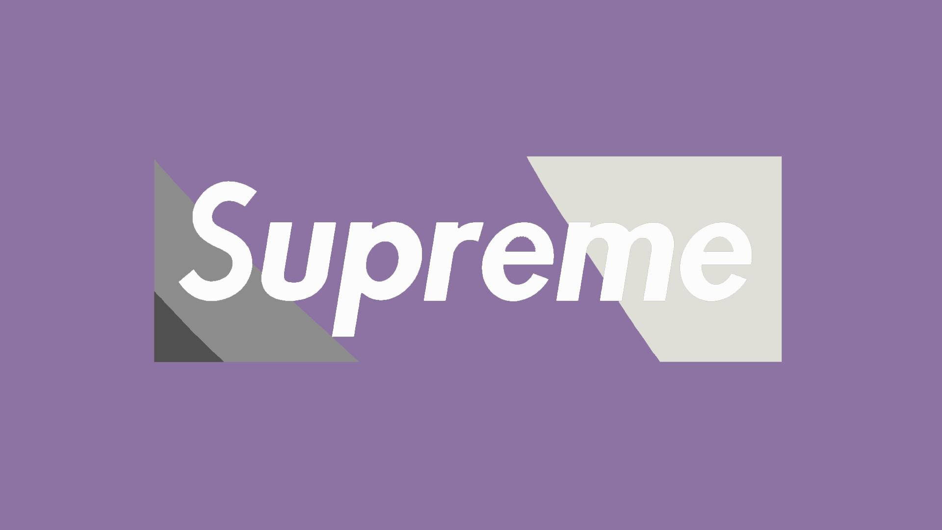 Supreme Logo, white bold font, solid purple background, Full HD Desktop Wallpaper