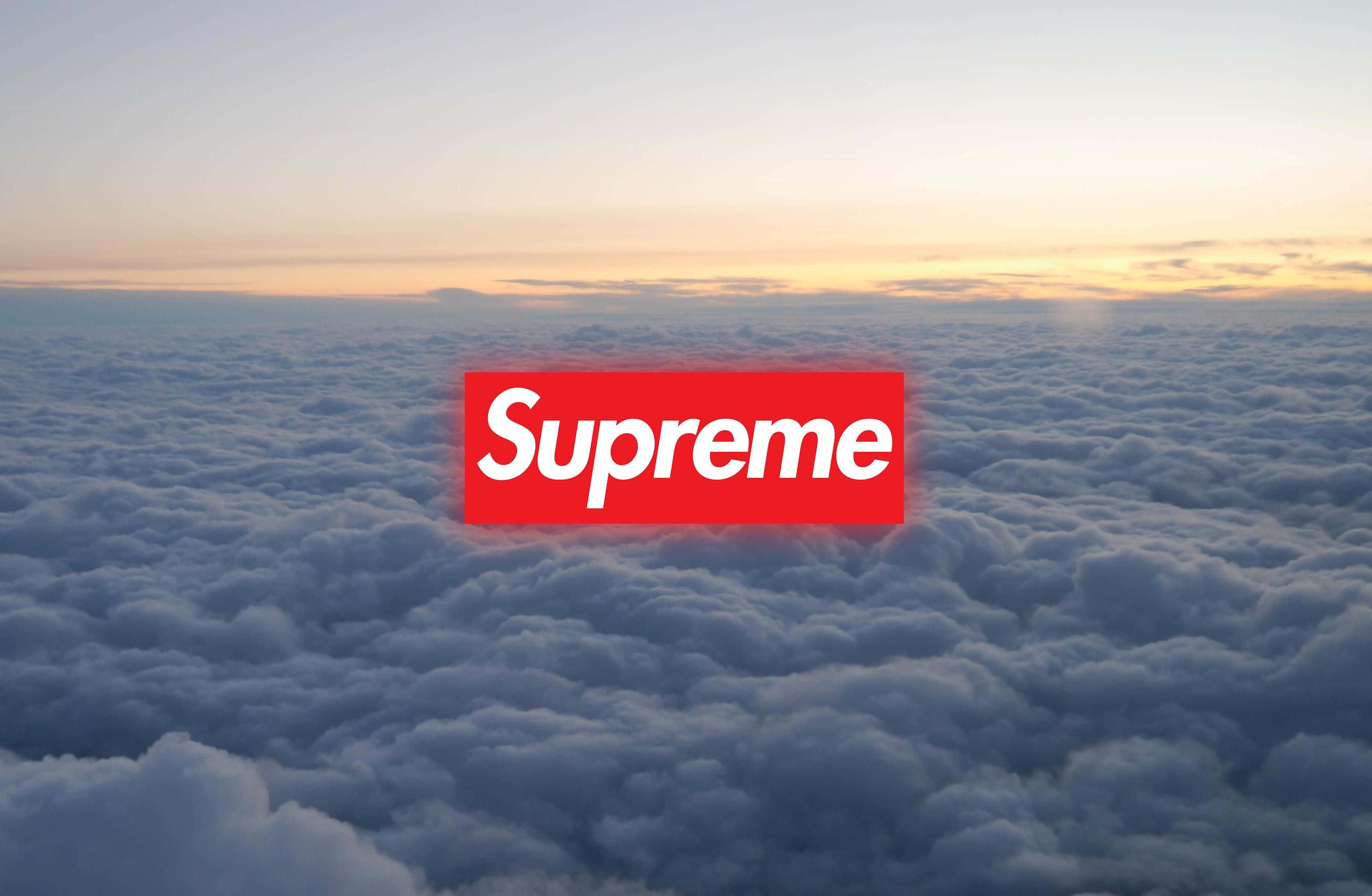 Supreme Logo, red Supreme logo, sea of clouds, 2K Desktop Wallpaper
