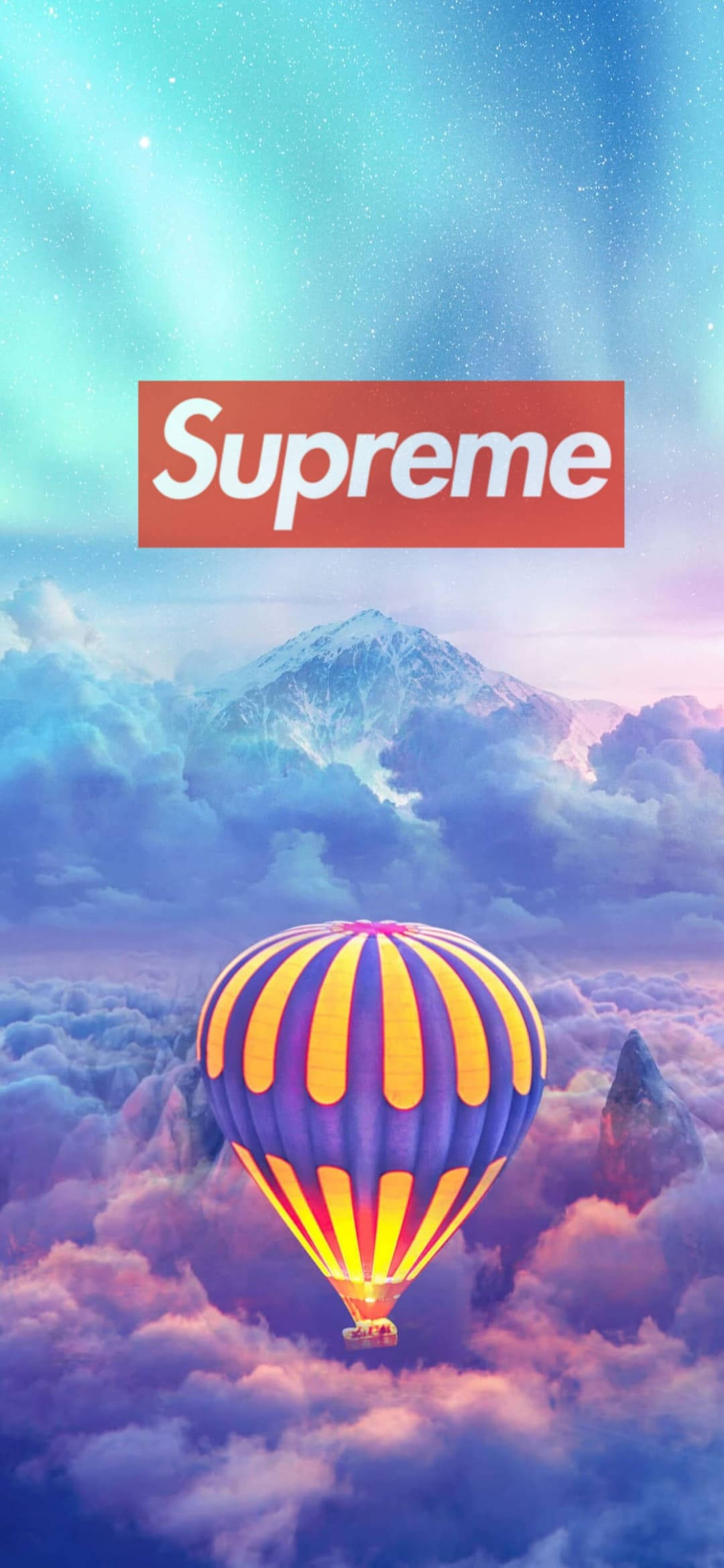 Purple Supreme Sky, Supreme logo, yellow and purple stripes, Full HD Phone Wallpaper