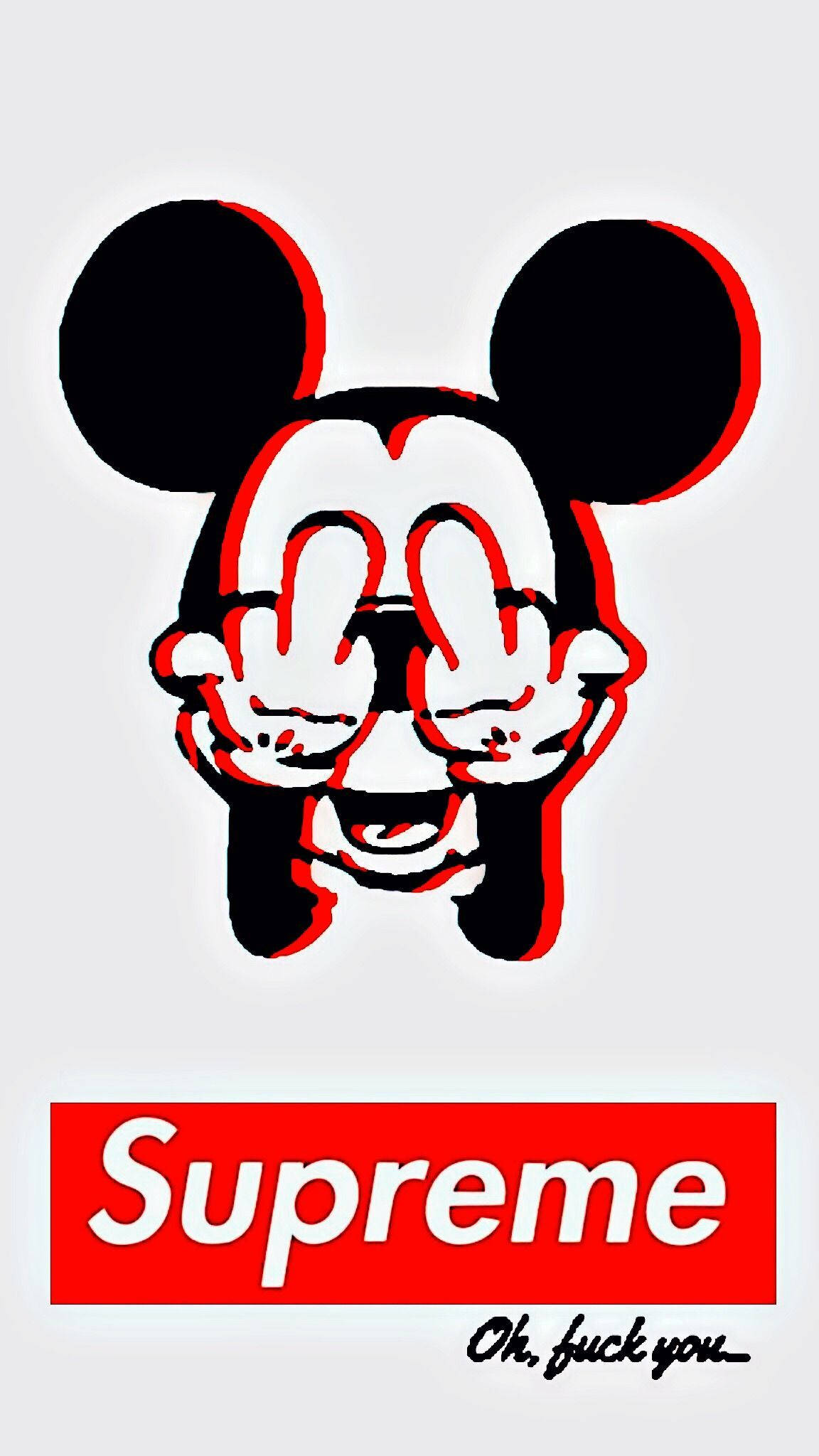 Supreme, Mickey Mouse, red Supreme logo, Full HD Phone Wallpaper