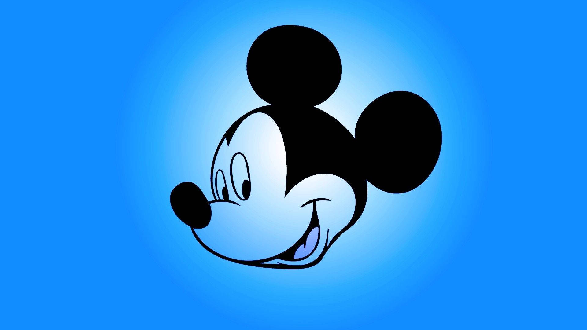 Mickey Mouse, glowing blue, silhouette, Full HD Desktop Wallpaper