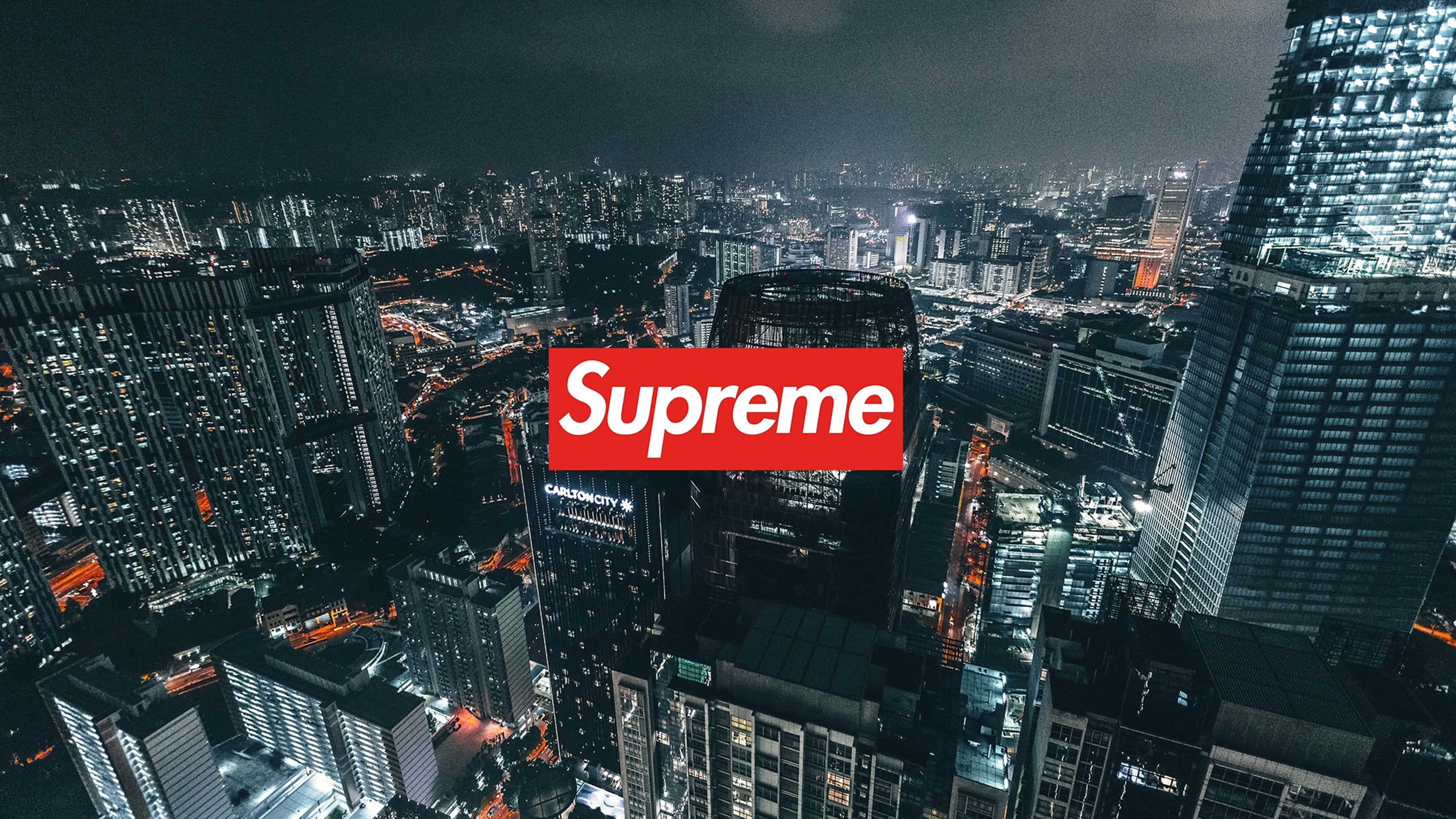 Supreme, red Supreme logo, cityscape, 4K Desktop Wallpaper
