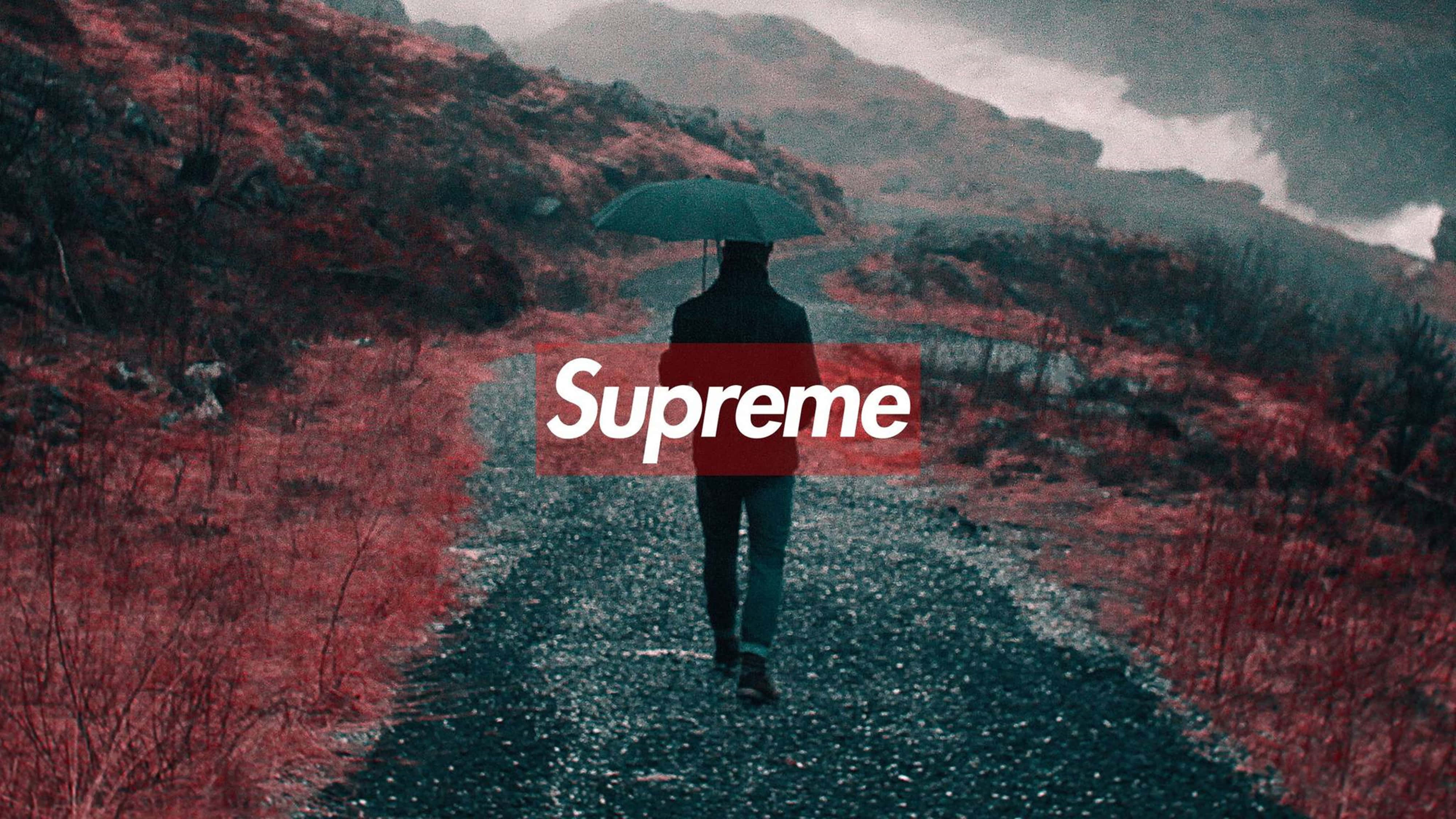 4K Supreme, wet gravel path, misty red-hued landscape, 4K Desktop Wallpaper