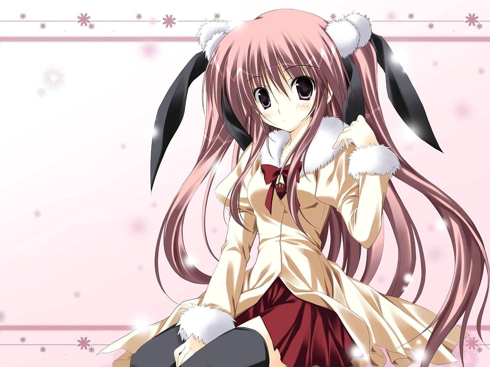 Supreme Anime, pink-haired anime girl, bunny ears, HD Desktop Wallpaper