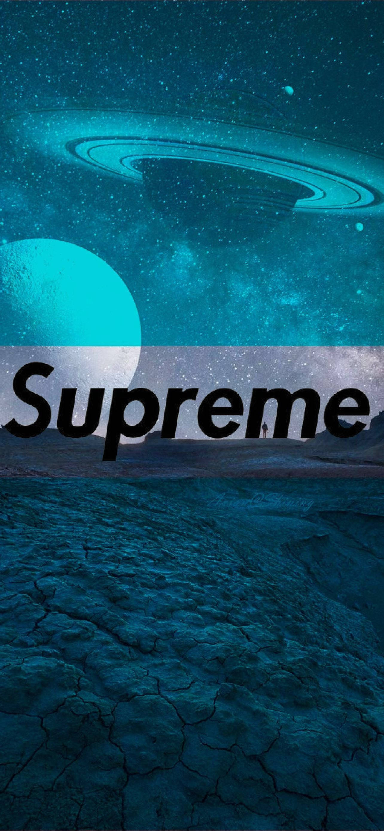Supreme, ringed planet, cracked alien terrain, 2K Phone Wallpaper
