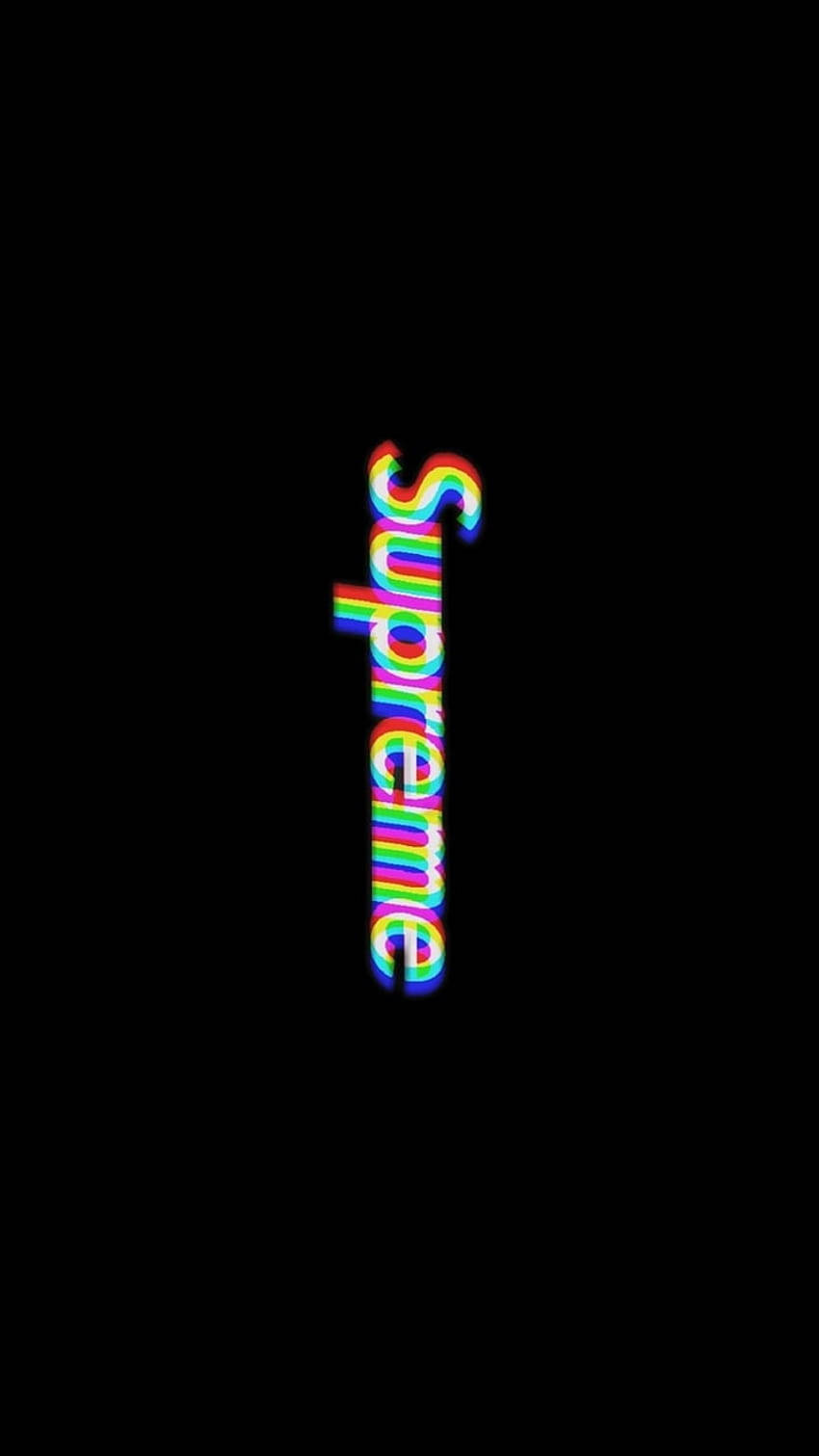 Supreme, rainbow stripes, solid black background, HD Phone Wallpaper